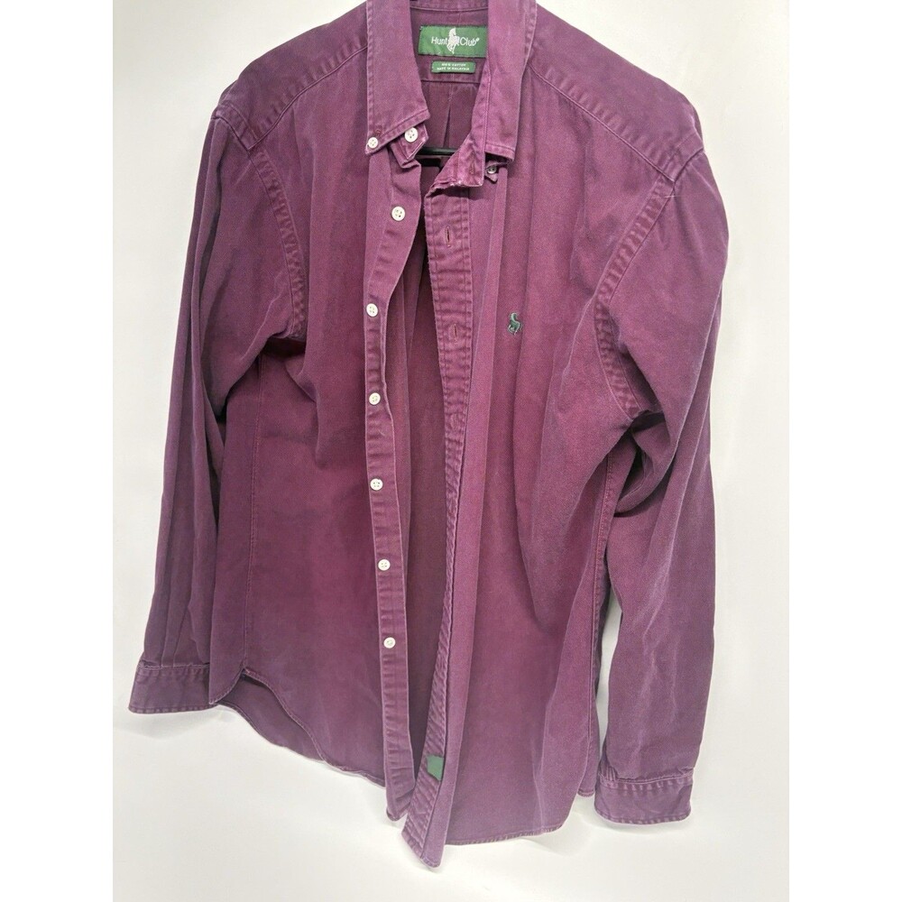 Hunt Club Shirt Mens Medium Long Sleeve Button Down Up Burgundy M